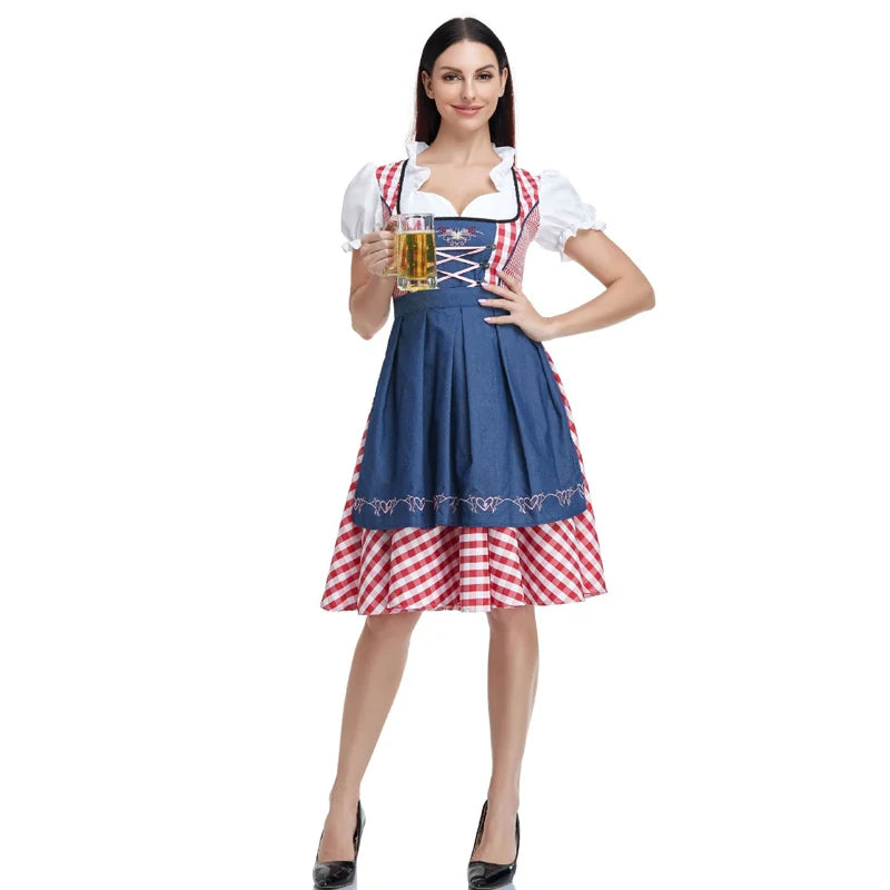 Oktoberfest Dirndl Damen – Traditionelles Trachtenkleid mit Schürze