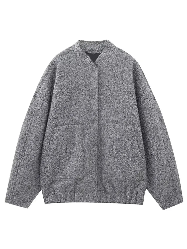 Melissa | Oversized Bouclé-Jacke mit Druckknöpfen
