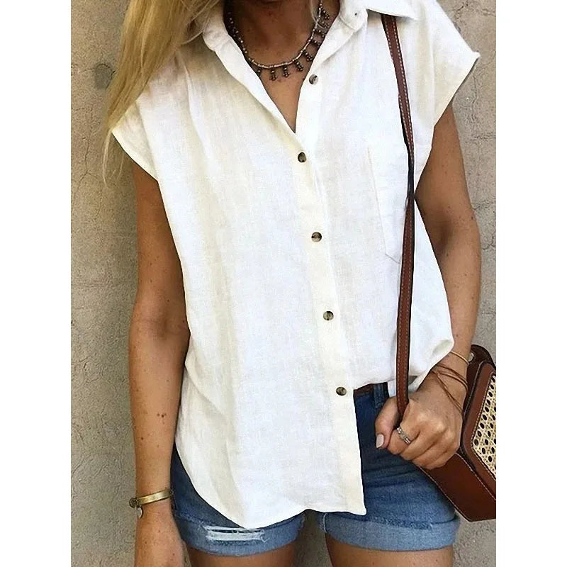 Carita – Baumwoll-Leinen-Bluse mit Knopfleiste