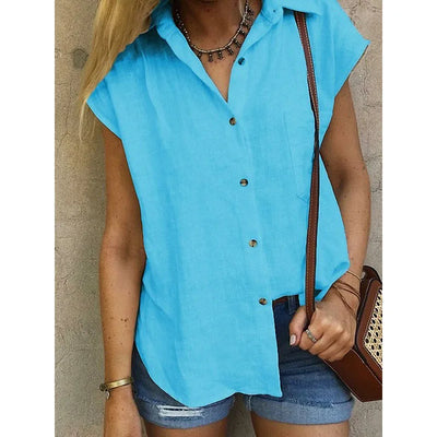 Carita – Baumwoll-Leinen-Bluse mit Knopfleiste