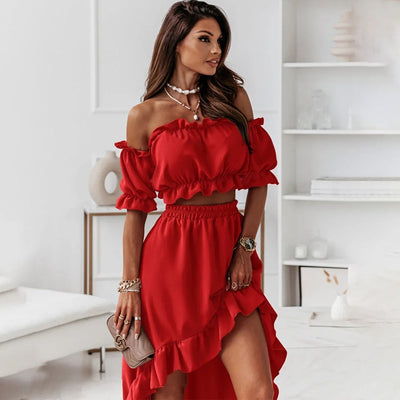 Schulterfreies Rüschen-Set | Eleganz & Femininer Stil | Femininer Charme