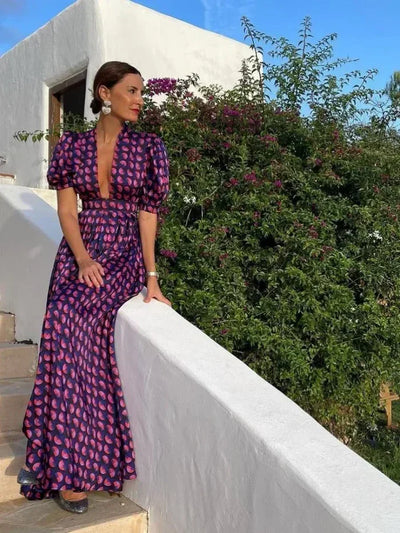 Vilora – Elegantes Maxikleid mit Puffärmeln