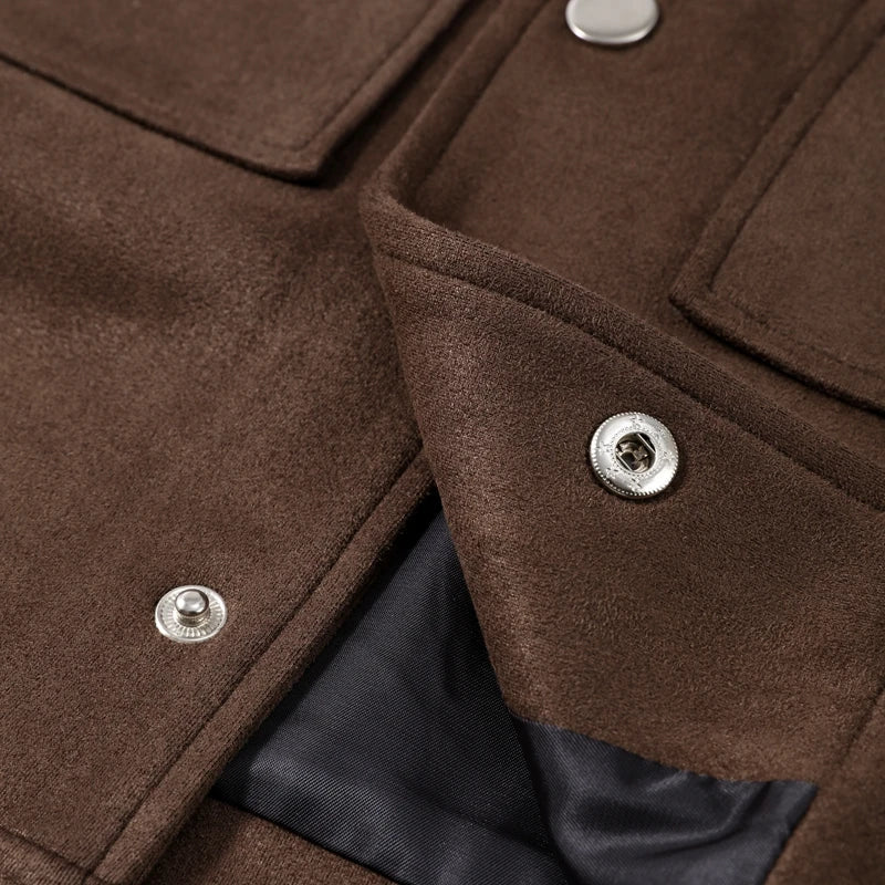 Karis | Damen Übergangsjacke Kurz Braun Mit Knöpfen & Taschen