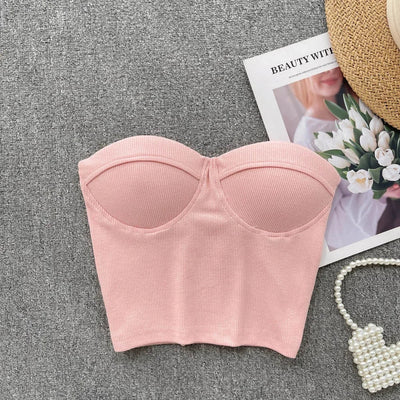 Bustier-Top mit Rippstruktur und geformten Cups für Damen