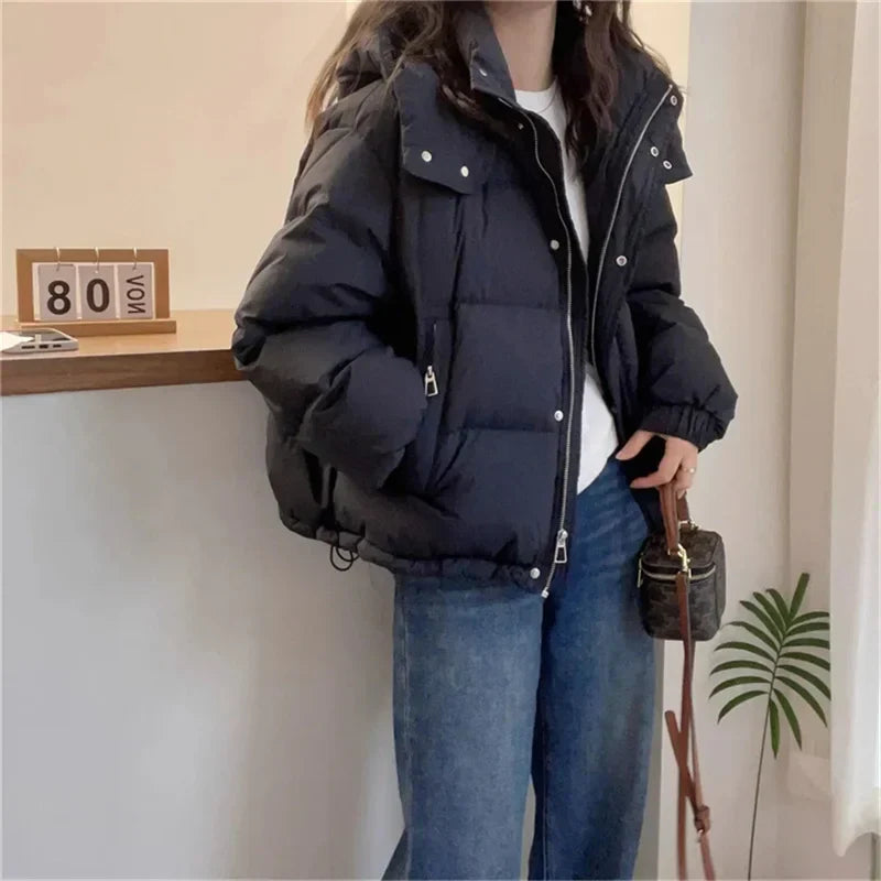 Avelena | Damen Kapuzen-Pufferjacke aus Baumwolle Dick und Warm für Petite