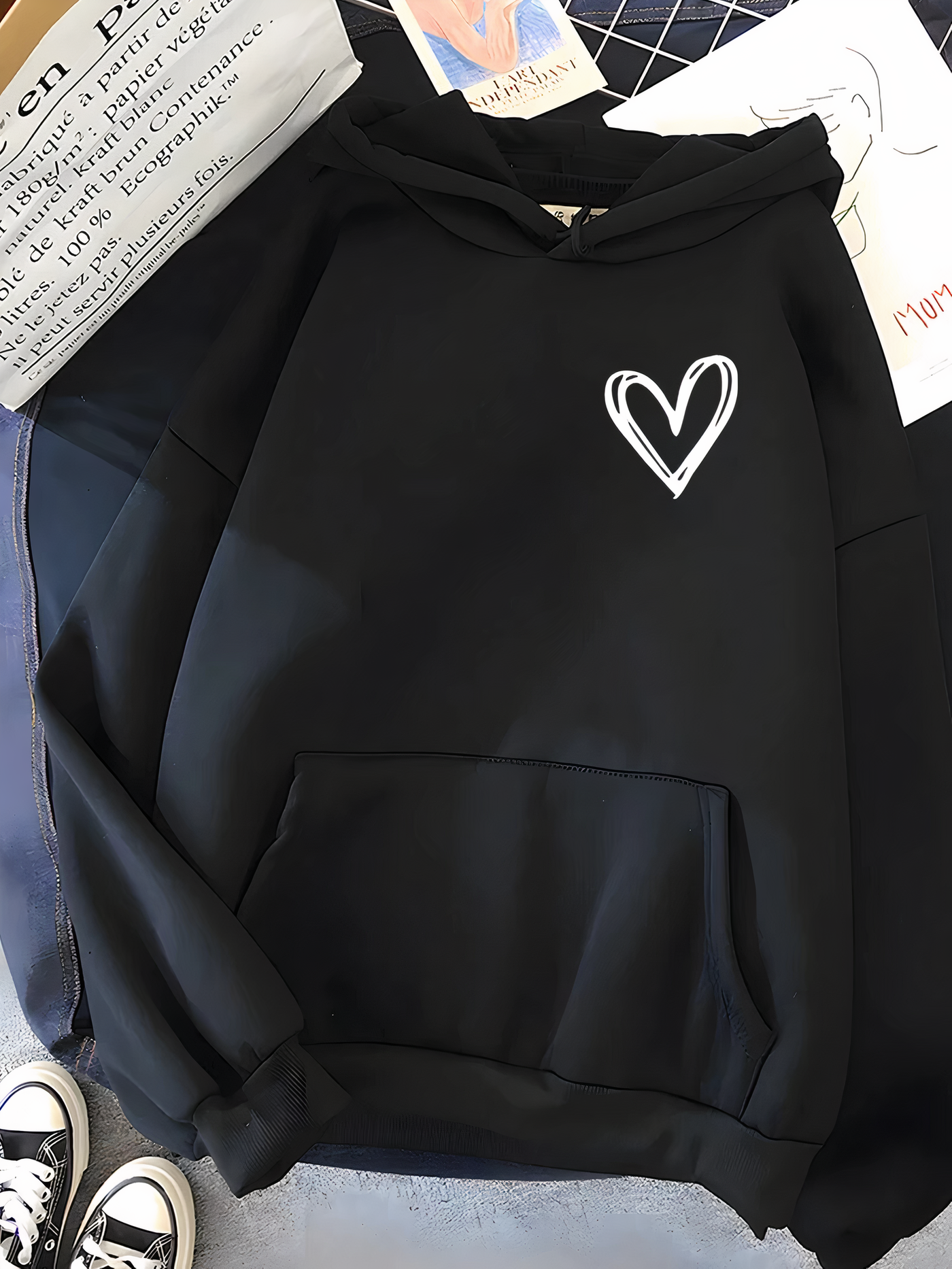 Avelena | Kapuzenpullover mit Herzaufdruck für Damen