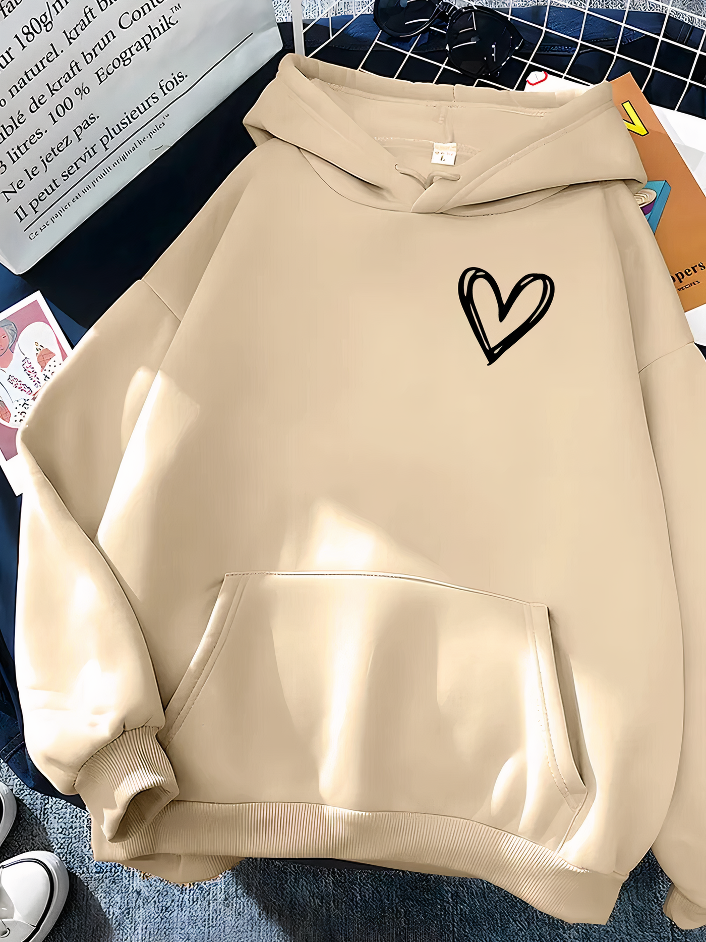 Avelena | Kapuzenpullover mit Herzaufdruck für Damen