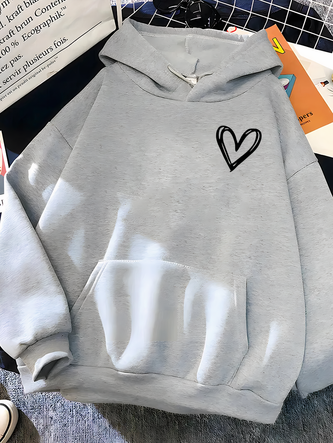 Avelena | Kapuzenpullover mit Herzaufdruck für Damen