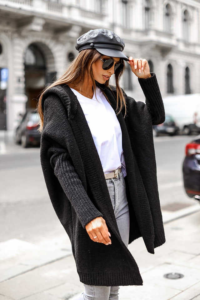 Avelena | Elegante Lange Hoodies Strickjacke