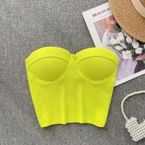 Bustier-Top mit Rippstruktur und geformten Cups für Damen