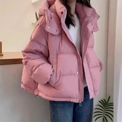 Avelena | Damen Kapuzen-Pufferjacke aus Baumwolle Dick und Warm für Petite