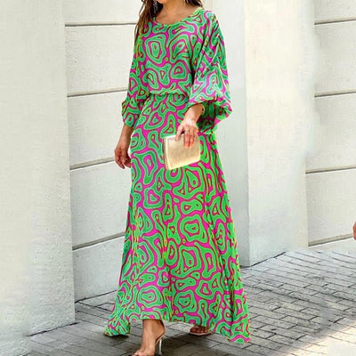 Rosmielle – Stilvolles Maxikleid mit abstraktem Print