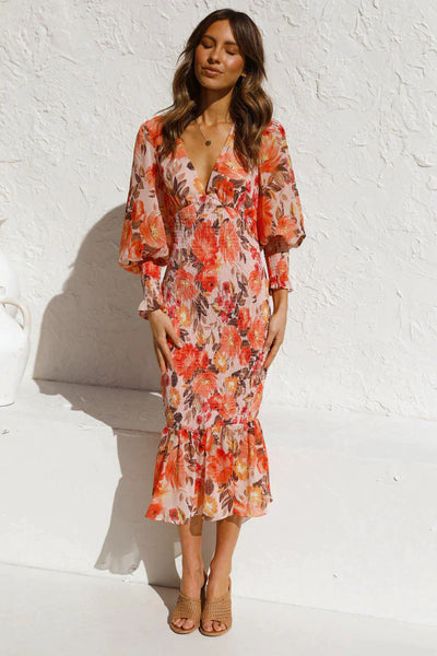 Midikleid mit Blumenmuster | Feminin und Eleganz | Romantischer Stil