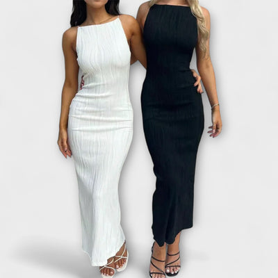 Elegantes ärmelloses Maxikleid mit Raffungen