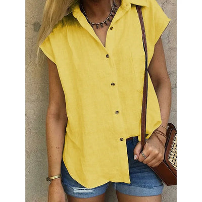Carita – Baumwoll-Leinen-Bluse mit Knopfleiste