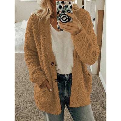 Avelena | Weiße Fuzzy Strickjacke