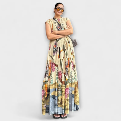 Elegantes Plissiertes Langarmkleid