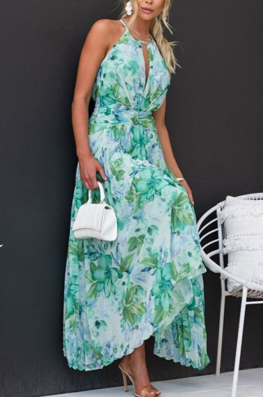 Charley - Elegantes V-Ausschnitt Damenkleid Ärmellos