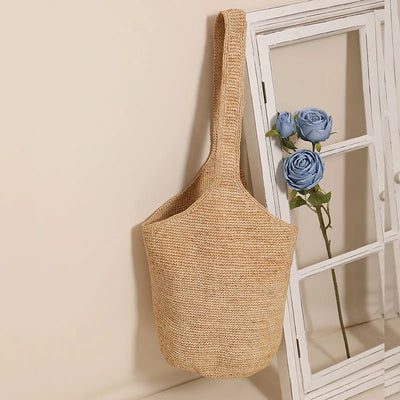 Luxus Strohtasche Damen – Große Handgefertigte Strandtasche mit Reißverschluss