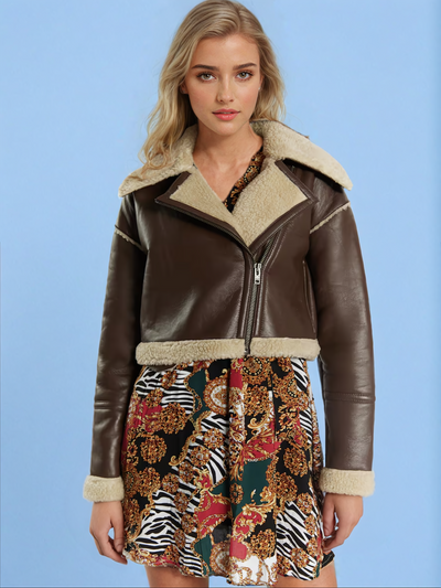 Aura | Kurze Lederjacke - Schwarz und Weiß