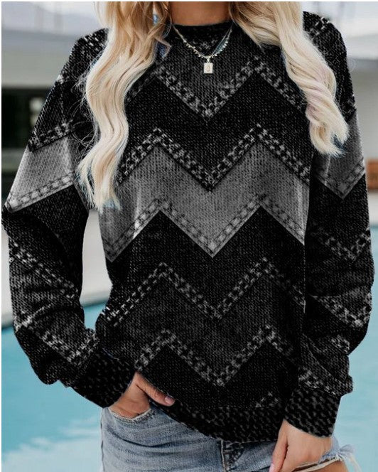 Langarm-Geometrischer Sweatshirt | Zeitlos & Luxuriös | Lässiger Chic