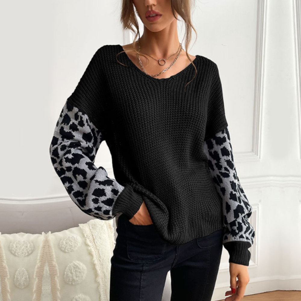 Pullover mit Leopardenärmeln | Strickmuster | Lässiger Chic