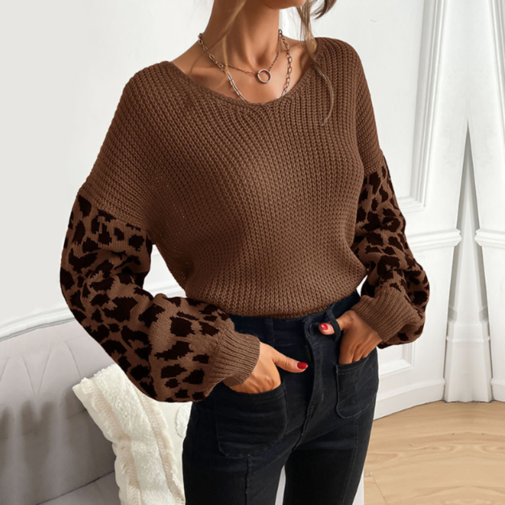 Pullover mit Leopardenärmeln | Strickmuster | Lässiger Chic