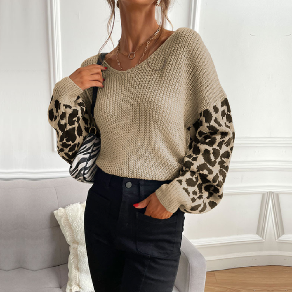 Pullover mit Leopardenärmeln | Strickmuster | Lässiger Chic