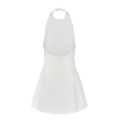 Sasha | the ultimate muse white mini dress with drop hem