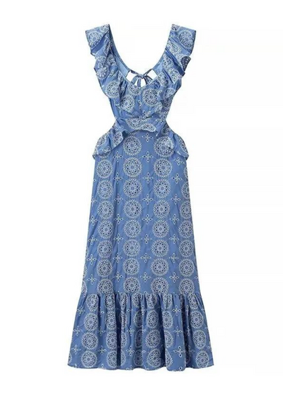 Maxi-Kleid mit Rüschen | Feminine Eleganz & Boho-Muster | Sommerlicher Charme