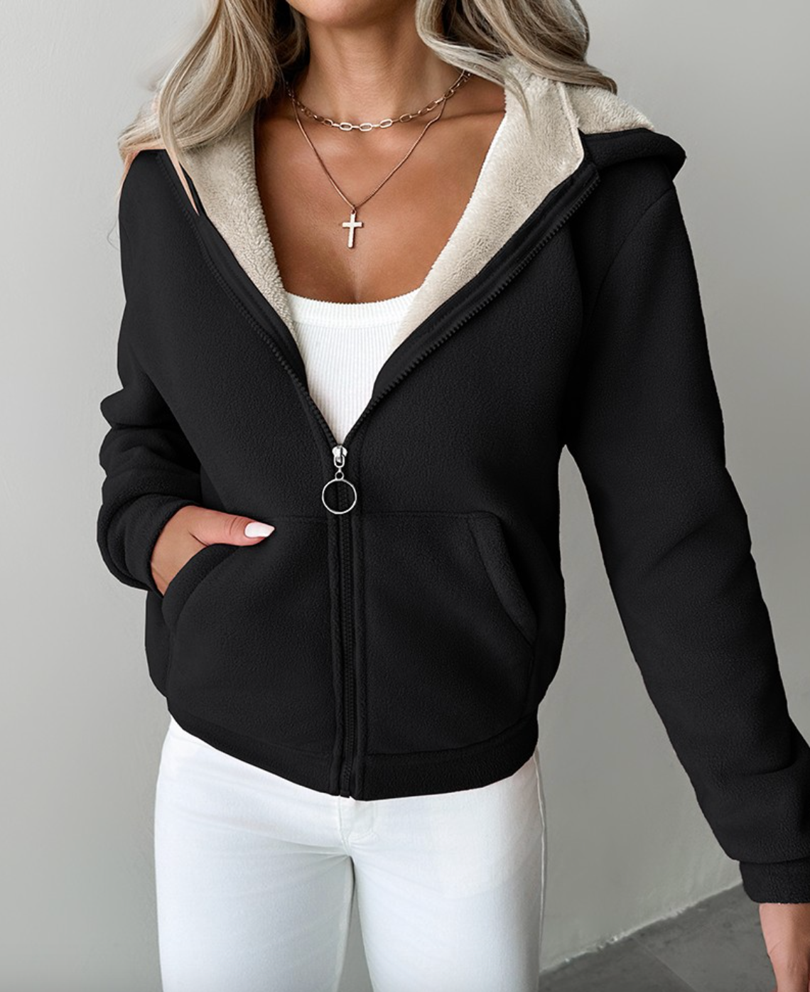 Avelena | Hoodie mit Reißverschluss und Fleece-Futter