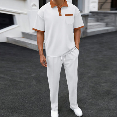 Orvil - Stylisches Poloshirt mit Kontrastkragen & Kordelzughose Perfekt für die Freizeit