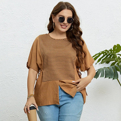 Melba |  Kreatives Knoten-Kunstwerk Gestreiftes Sommer-T-Shirt