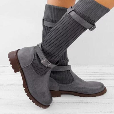 Avelena | Warme Wollstricklederstiefel für Frauen