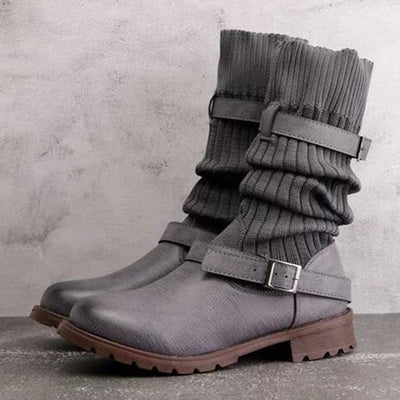 Avelena | Warme Wollstricklederstiefel für Frauen