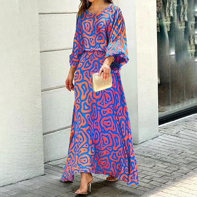 Rosmielle – Stilvolles Maxikleid mit abstraktem Print