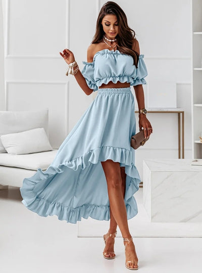 Schulterfreies Rüschen-Set | Eleganz & Femininer Stil | Femininer Charme
