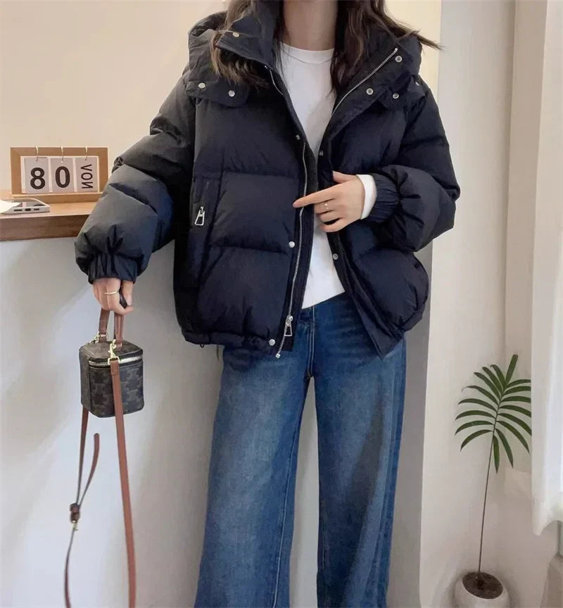Avelena | Damen Kapuzen-Pufferjacke aus Baumwolle Dick und Warm für Petite