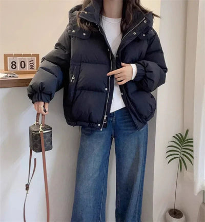 Avelena | Damen Kapuzen-Pufferjacke aus Baumwolle Dick und Warm für Petite