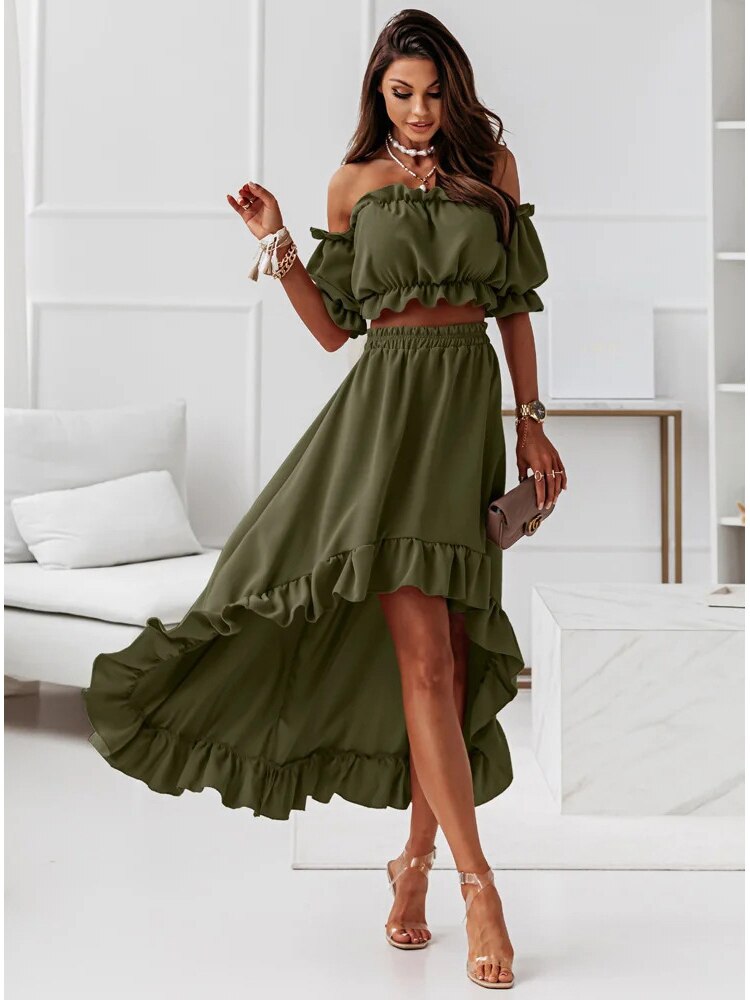 Schulterfreies Rüschen-Set | Eleganz & Femininer Stil | Femininer Charme