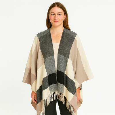 Selina | Geometrischer Schal-Cardigan mit offener Vorderseite