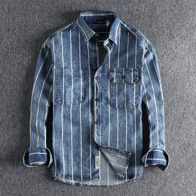 Avelena | Modern Gestreiftes Denim Hemd