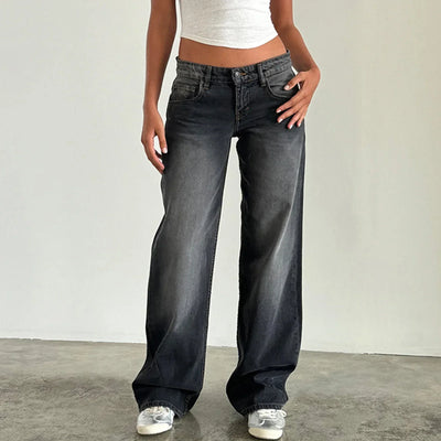Damen-Weitbein-Jeans im Vintage-Look