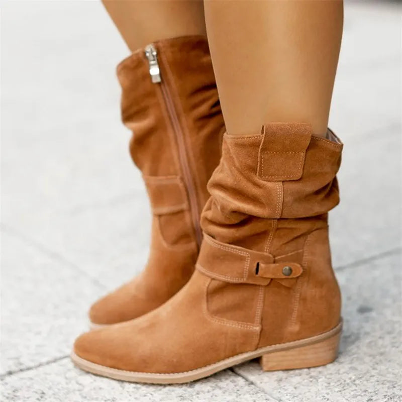 Avelena | Kurze Stiefel mit Niedrigen Absätzen