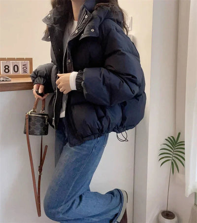 Avelena | Damen Kapuzen-Pufferjacke aus Baumwolle Dick und Warm für Petite
