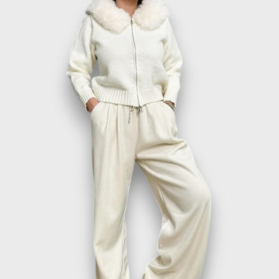 Alisanne – Strickjacke mit Reißverschluss und Faux-Fur-Kragen