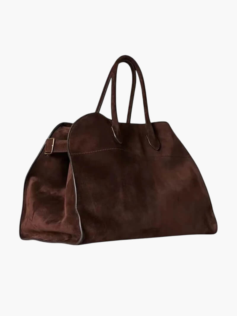 Große Damen Shopper Tasche – Strukturierte Schultertasche Wildleder/Leder