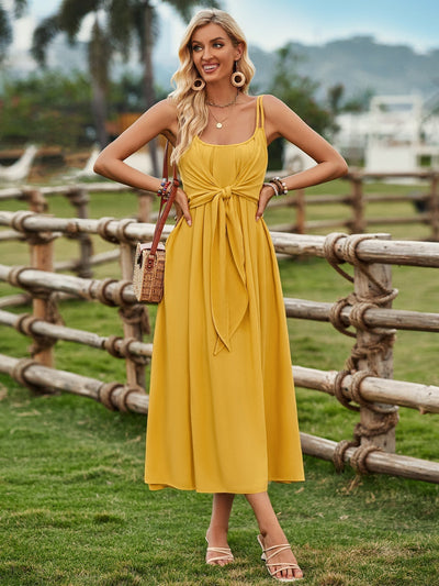 Maxikleid mit Schleifen-Detail | Spaghettiträger | Feminin & Elegant