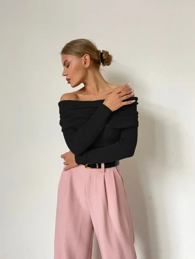 Off-Shoulder Langarmpullover für Damen - Vaeronael
