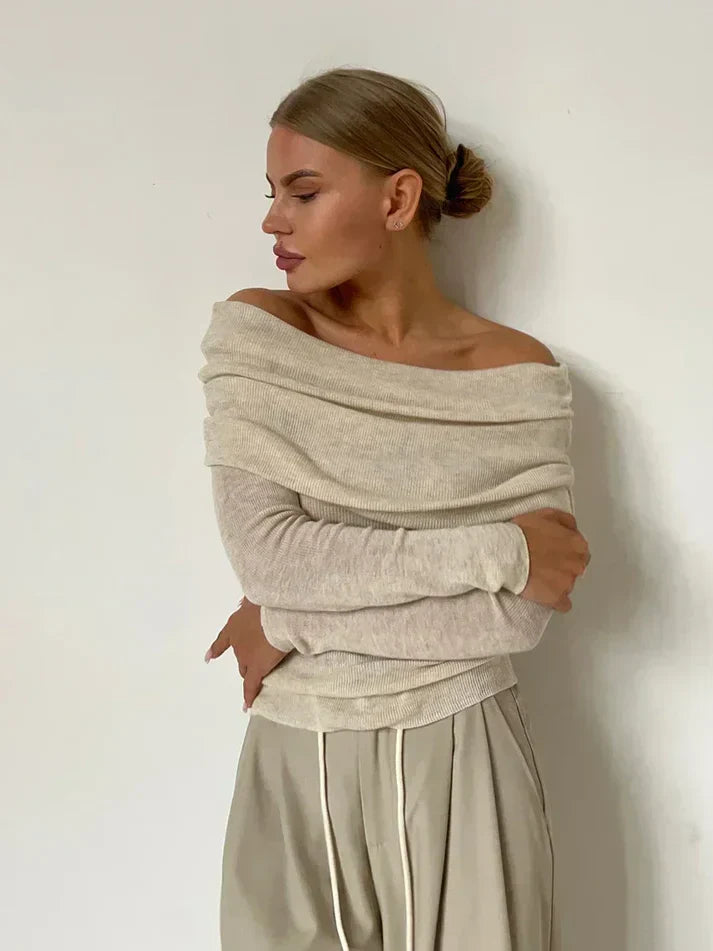 Off-Shoulder Langarmpullover für Damen - Vaeronael